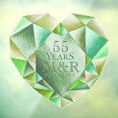 Smaragd Aquarel Hart 55ste Huwelijksjubileum Raamsticker (Vel 3)