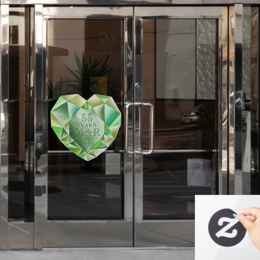 Smaragd Aquarel Hart 55ste Huwelijksjubileum Raamsticker (Kantoordeur)