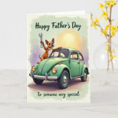 Smaragd Auto Vaderdag Kaart (Gele Bloem)