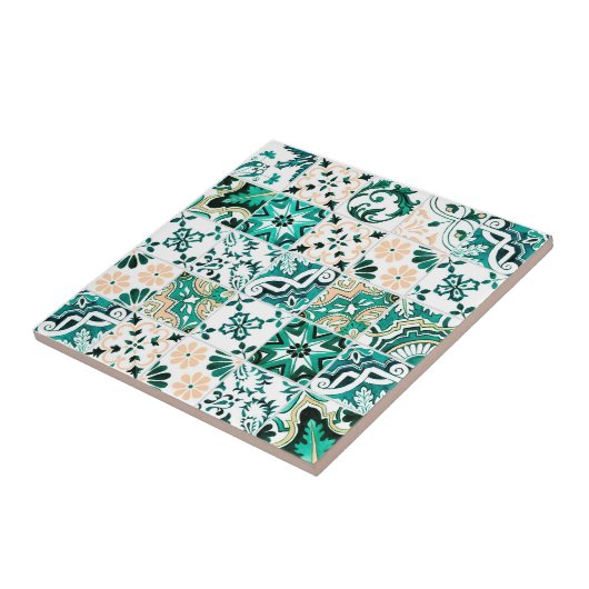 Smaragd Azulejo Tegels Tegeltje (Zijkant)