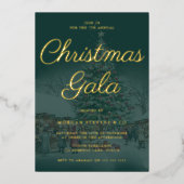 Smaragd Bedrijfs Kerstgala Feest Goud Folie Uitnodiging (Voorkant)