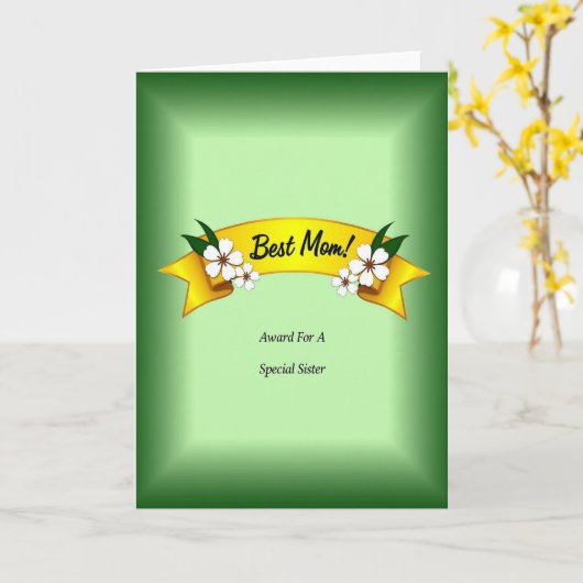 Smaragd Best Mom Script Kaart (Gele Bloem)
