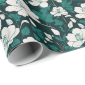 Smaragd Bloem Naadloos Patroonontwerp Cadeaupapier (Rol Hoek)