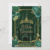 Smaragd Bloemen Groene Quinceañera Vlinder Kaart (Achterkant)