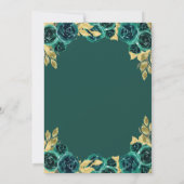 Smaragd Bloemen Prinses Gouden Boog Quinceanera Aankondiging (Achterkant)