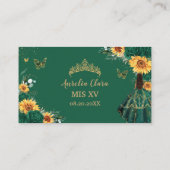 Smaragd Bloemen Zonnebloemen Quinceañera receptie Informatiekaartje (Achterkant)