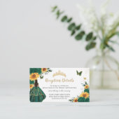 Smaragd Bloemen Zonnebloemen Quinceañera receptie Informatiekaartje (Staand voorkant)
