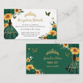Smaragd Bloemen Zonnebloemen Quinceañera receptie Informatiekaartje (Voorkant / Achterkant)