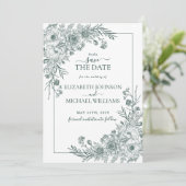  Smaragd BloemenlijnArt Foto Opslaan van de Datum Kaart (Staand voorkant)