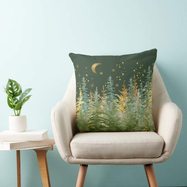 Smaragd bos luxe accentkussen kussen (Stoel)