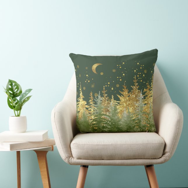 Smaragd bos luxe accentkussen kussen (Stoel)