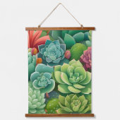 Smaragd Botanische Succulente Elegantie Hangend Wandkleed (Voorkant)
