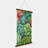 Smaragd Botanische Succulente Elegantie Hangend Wandkleed (Gebogen)