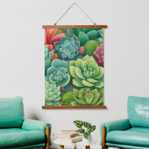 Smaragd Botanische Succulente Elegantie Hangend Wandkleed