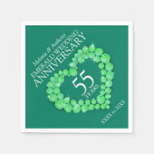 Smaragd Bruiloft hart en naam servetten (Voorkant)