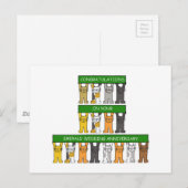 Smaragd Bruiloft Jubileum Cartoon Katten Briefkaart (Voorkant / Achterkant)