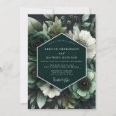 Smaragd Bruiloft met Weelderige Botanische Element Kaart (Voorkant)