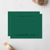 Smaragd Bruiloft Stijlvol Script Elegant Minimalis Notitiekaartje (Voorkant / Achterkant in situ)