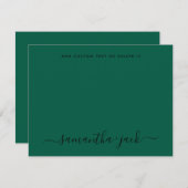 Smaragd Bruiloft Stijlvol Script Elegant Minimalis Notitiekaartje (Voorkant / Achterkant)