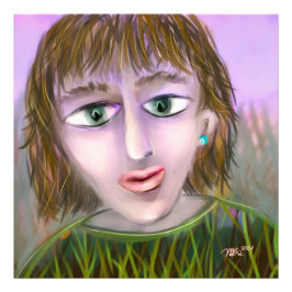 Smaragd Curiositeit ~ Modern Vrouwelijk Portretwan Foto Afdruk