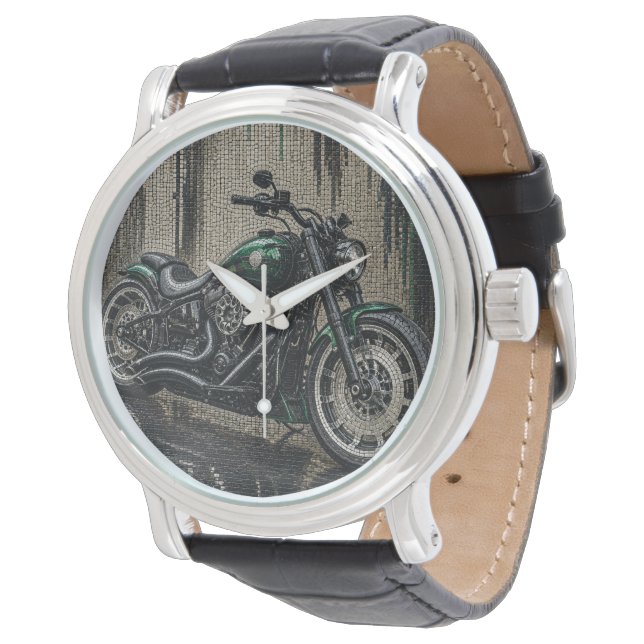 Smaragd Custom Cruiser – 3D Micro Mozaïek Horloge (Gekanteld)