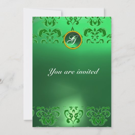 SMARAGD DAMAST EDELSTEEN MONOGRAM groen Kaart (Voorkant)