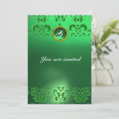 SMARAGD DAMAST EDELSTEEN MONOGRAM groen Kaart (Staand voorkant)
