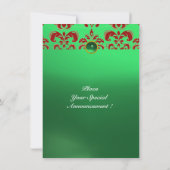 SMARAGD DAMAST EDELSTEEN MONOGRAM groen rood Kaart (Achterkant)