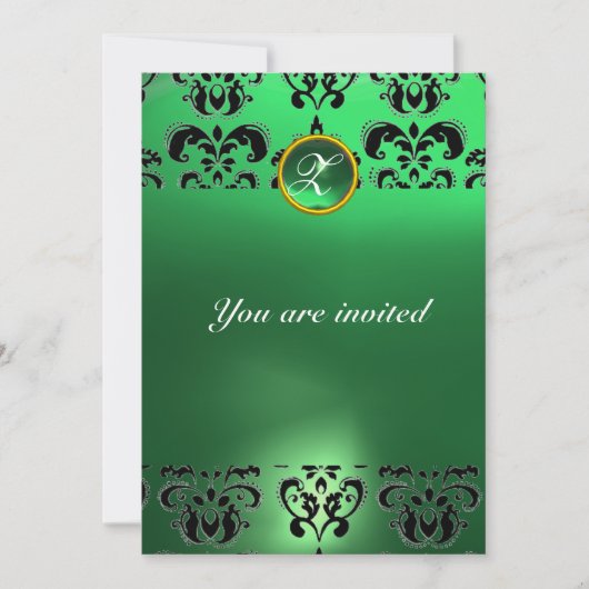 SMARAGD DAMAST EDELSTEEN MONOGRAM groen zwart Kaart (Voorkant)
