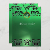 SMARAGD DAMAST EDELSTEEN MONOGRAM groen zwart Kaart (Voorkant / Achterkant)
