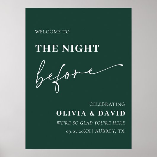 Smaragd de avond voor repetitie diner teken poster (Voorkant)