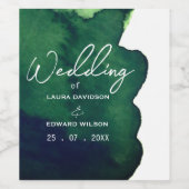 Smaragd donkergroene aquarel minimalistische abstr wijn etiket (Enkel label)