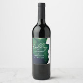 Smaragd donkergroene aquarel minimalistische abstr wijn etiket (Voorkant)