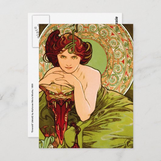 Smaragd door Alphonse Mucha - Art Nouveau Briefkaart (Voorkant / Achterkant)