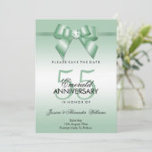 Smaragd Edelsteen Lint & Strik 55e trouwjubileum Save The Date (Staand voorkant)