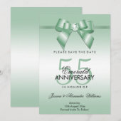 Smaragd Edelsteen Lint & Strik 55e trouwjubileum Save The Date (Voorkant / Achterkant)