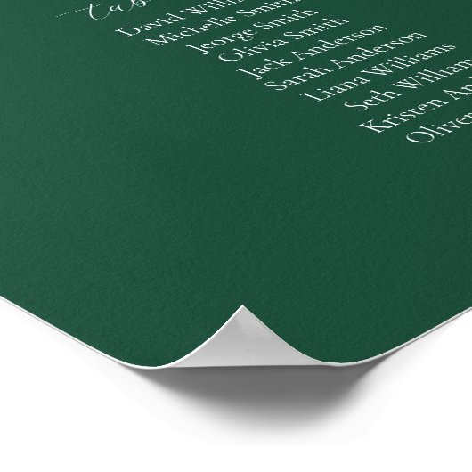 Smaragd Elegant Script 9 tafel zitplaatsen kaart Poster (Hoek)