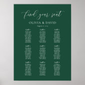 Smaragd Elegant Script 9 tafel zitplaatsen kaart Poster (Voorkant)