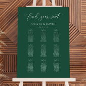 Smaragd Elegant Script 9 tafel zitplaatsen kaart Poster