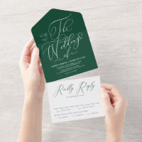 Smaragd Elegant Whimsical Calligrafie Bruiloft