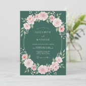 Smaragd Elegante Romantische Botanische Bruiloft Kaart (Staand voorkant)