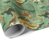 Smaragd Elegantie: Gouden Marmeren Luxe Cadeaupapier (Rol Hoek)