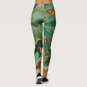 Smaragd Elegantie: Gouden Marmeren Luxe Leggings (Achterkant)
