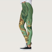 Smaragd Elegantie: Gouden Marmeren Luxe Leggings (Links)