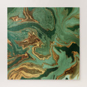 Smaragd Elegantie: Gouden Marmeren Luxe Legpuzzel (Verticaal)