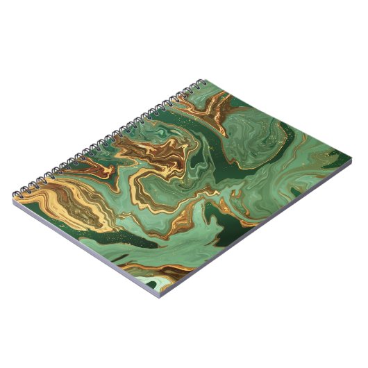 Smaragd Elegantie: Gouden Marmeren Luxe Notitieboek (Linkerzijde)