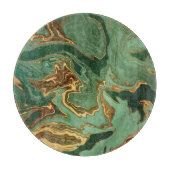 Smaragd Elegantie: Gouden Marmeren Luxe Snijplank (Voorkant)