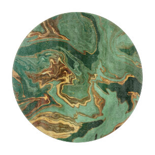 Smaragd Elegantie: Gouden Marmeren Luxe Snijplank