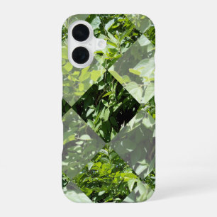 Smaragd Elegantie: Groene Bladeren in Diamantgesne iPhone 16 Hoesje