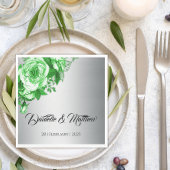 Smaragd Elegantie Zilveren Bruiloft Servet